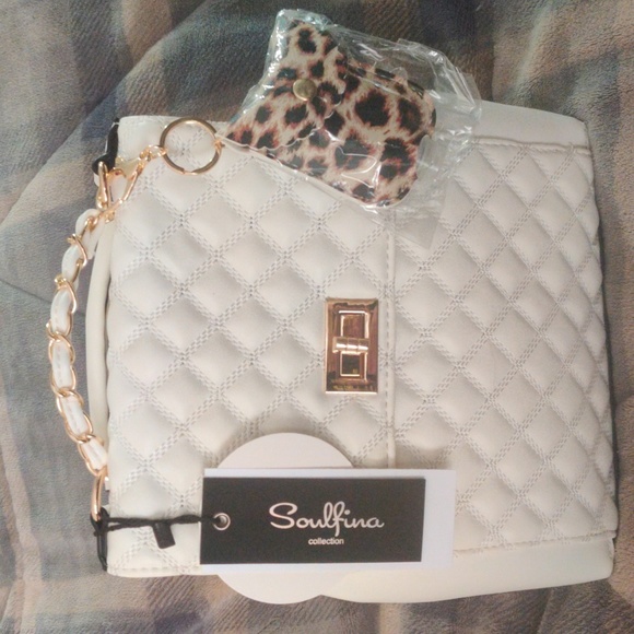 soulfina Handbags - NWT Soulfina White Convertible Backpack with Leopard Print Sanitizer Holder
